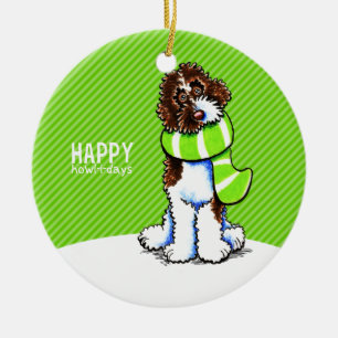 Ornamento De Cerâmica Uivo-eu-dias felizes do Natal de Parti Labradoodle