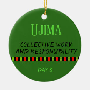 Ornamento De Cerâmica Ujima - Kwanzaa Dia 3 Verde