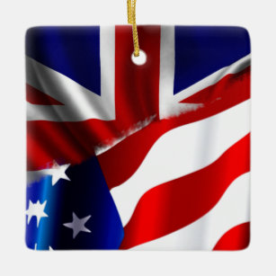 Ornamento De Cerâmica UK USA Flags