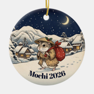 Ornamento De Cerâmica Ukiyo-e Hamster Japonês Personalizado Natal Chris