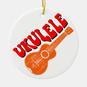 Ornamento De Cerâmica Ukulele Groovy Text Art