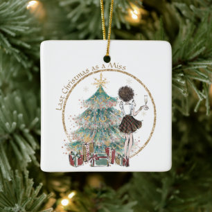 Ornamento De Cerâmica Último Natal como Senhorita   Moinhos Castanhos