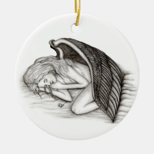 Ornamento De Cerâmica Um Anjo Dormindo