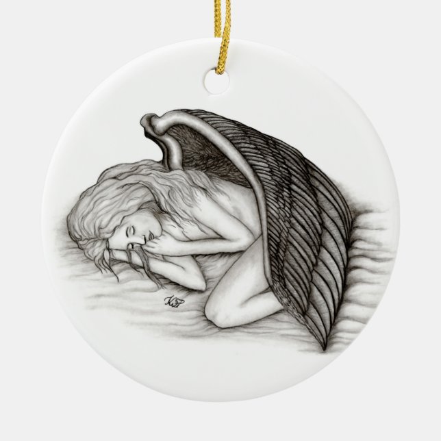 Ornamento De Cerâmica Um Anjo Dormindo (Frente)