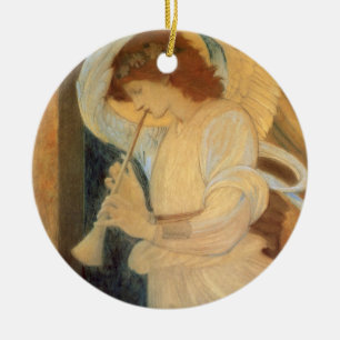 Ornamento De Cerâmica Um Anjo Tocando um Flautim por Burne Jones