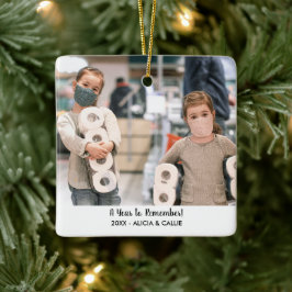 Ornamento De Cerâmica Um Ano Para Lembrar - Foto De Natal De 2020 Engraç