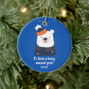 Ornamento De Cerâmica Um Beary Inusual Ano, Engraçado Urso 2020 Natal