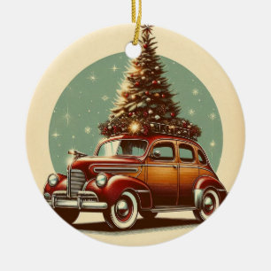 Ornamento De Cerâmica Um carro clássico vintage, árvore de Natal Ornamen