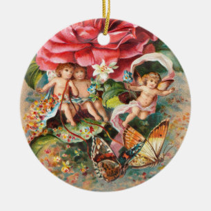 Ornamento De Cerâmica Um cartão-postal vintage da era vitoriana de Natal