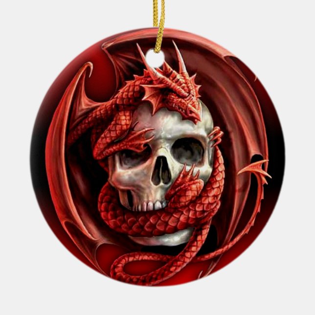 Ornamento De Cerâmica Um cr�ne para Halloween - (Frente)