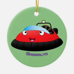 Ornamento De Cerâmica Um desenho animado de hovercraft, vermelho e bonit