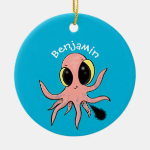 Ornamento De Cerâmica Um desenho animado de polvos de bebês, bonitos e