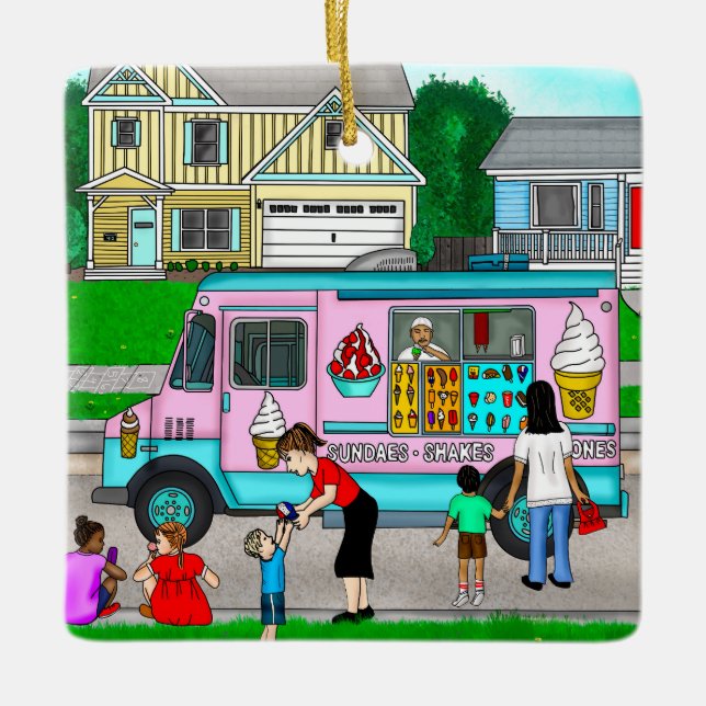 Ornamento De Cerâmica Um Dia de Verão Quente | Ilustração química (Frente)