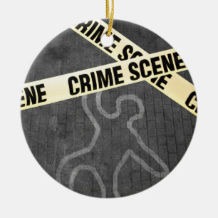 Ornamento De Cerâmica Um esboço de uma pessoa numa rua. Assassinato? Su