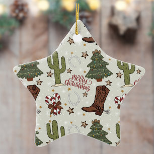 Ornamento De Cerâmica Um Feliz Natal Para Cowboy