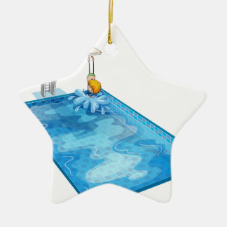 Ornamento De Cerâmica um menino em uma piscina