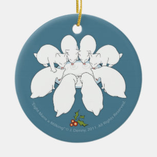 Ornamento De Cerâmica Um-Ordenha oito Manx… Árvore de Natal