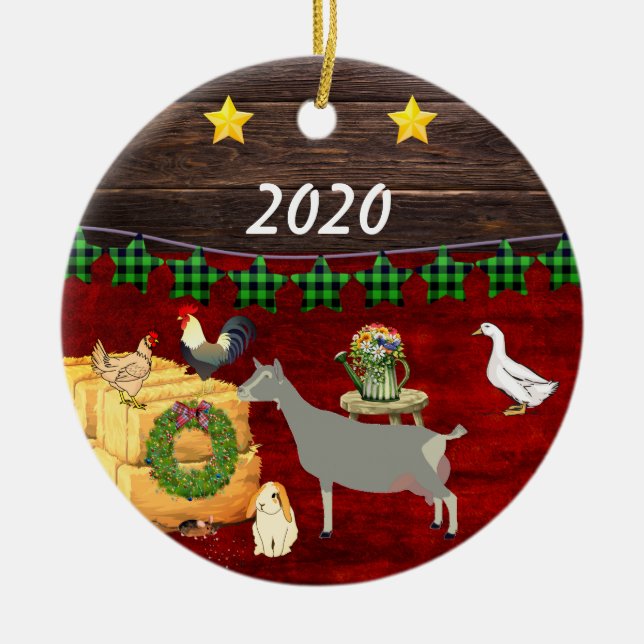 Ornamento De Cerâmica Um País de Natal Toggenburg Goat (Frente)
