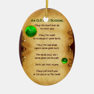 Ornamento De Cerâmica Um pergaminho irlandês velho da bênção