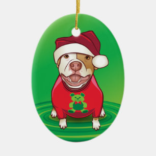 Ornamento De Cerâmica Um pitbull em um T do urso