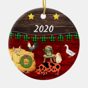 Ornamento De Cerâmica Um Porco de Natal do País KuneKune