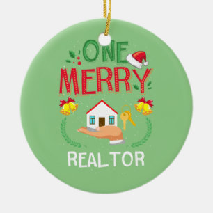 Ornamento De Cerâmica Um Real Imobiliário de Feliz no Natal