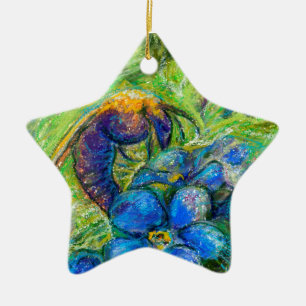 Ornamento De Cerâmica Uma abelha e não me esqueça das flores