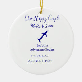 Ornamento De Cerâmica Uma aventura de vamos feliz começa a co-casamento