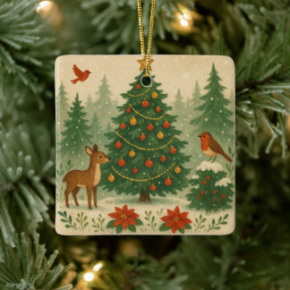 Ornamento De Cerâmica Uma bela árvore de Natal na natureza