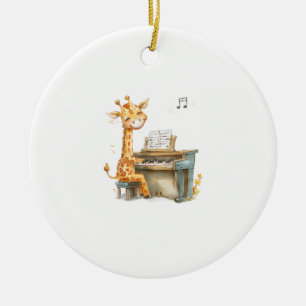 Ornamento De Cerâmica Uma Bela Girafa Joga Violão