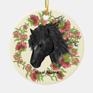 Ornamento De Cerâmica Uma Campainha Cavalo Preto