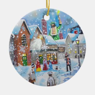 Ornamento De Cerâmica uma canção de natal Scrooge do Natal e os três