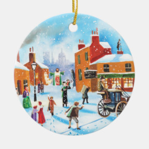 Ornamento De Cerâmica Uma canção de natal Scrooge e Tim minúsculo do