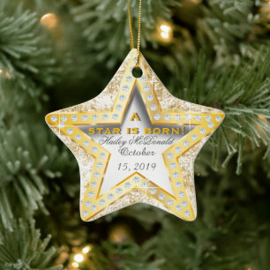 Ornamento De Cerâmica Uma estrela é o Natal de uma rua do bebê Nascer