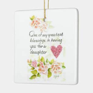 Ornamento De Cerâmica Uma Filha é um texto de desenho de cor vermelha b