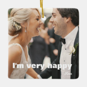 Ornamento De Cerâmica Uma Foto Personalizável de Deslocamento Elegante 