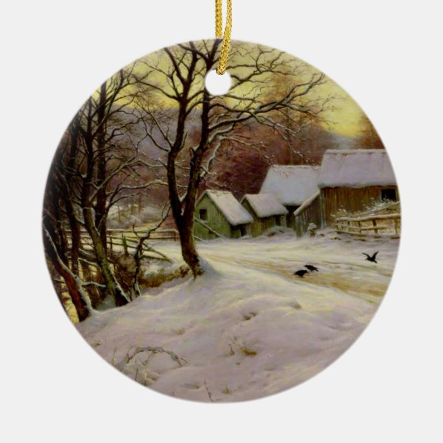 Ornamento De Cerâmica Uma manhã de inverno (Frente)