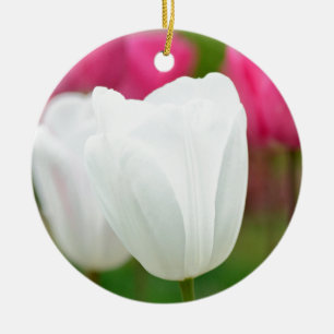 Ornamento De Cerâmica Uma Tulipa Branca