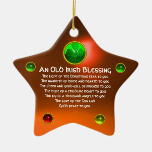 Ornamento De Cerâmica Uma Velha Estrela De Bênção De Natal Irlandesa