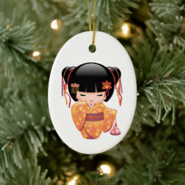 Ornamento De Cerâmica Ume Kokeshi Doll - Bonita Garota Geisha Japonesa