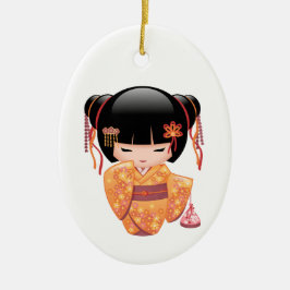 Ornamento De Cerâmica Ume Kokeshi Doll - Bonita Garota Geisha Japonesa