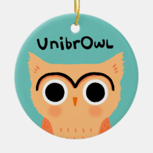 Ornamento De Cerâmica UnibrOwl Unibrow Owl   Coruja-de-sobrancelhas-grac