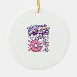 Ornamento De Cerâmica Unicorn Donut Toque Meu Presente Mágico Sticker e
