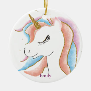 Ornamento De Cerâmica Unicorn Natal Personalizado