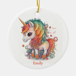 Ornamento De Cerâmica Unicorn Natal Personalizado