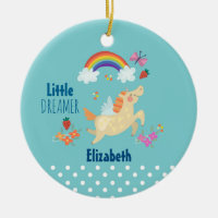 Unicorn Rainbow Clouds and Flowers Little Dreamer