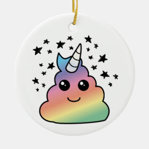 Ornamento De Cerâmica Unicorn Rainbow Poop Emoji Kawaii