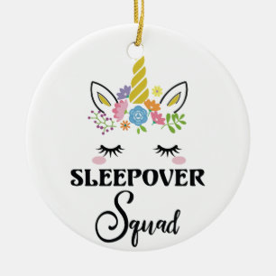 Ornamento De Cerâmica Unicorn Sleepover Squad Birthday SlumbParty