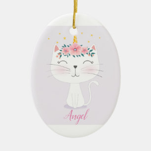 Ornamento De Cerâmica Unicórnio Cat Crianças Personalizadas Personaliz