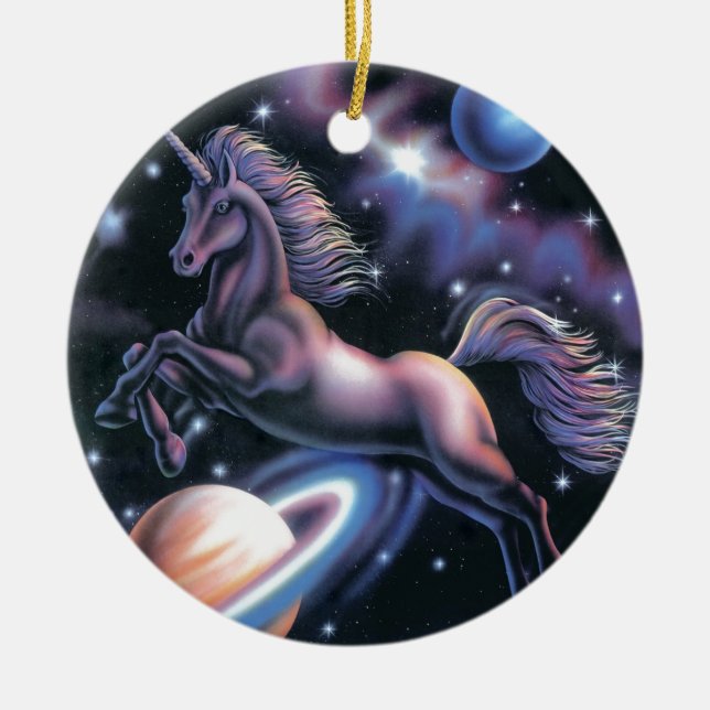 Ornamento De Cerâmica Unicórnio celestial (Frente)
